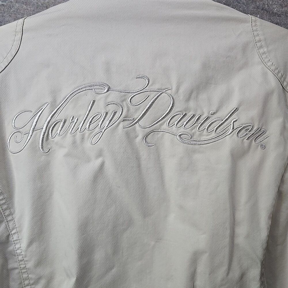 Harley-Davidson Lightweight Belted Khaki Jacket Tan Coat Womens Sz XL Y2K - Picture 4 of 16